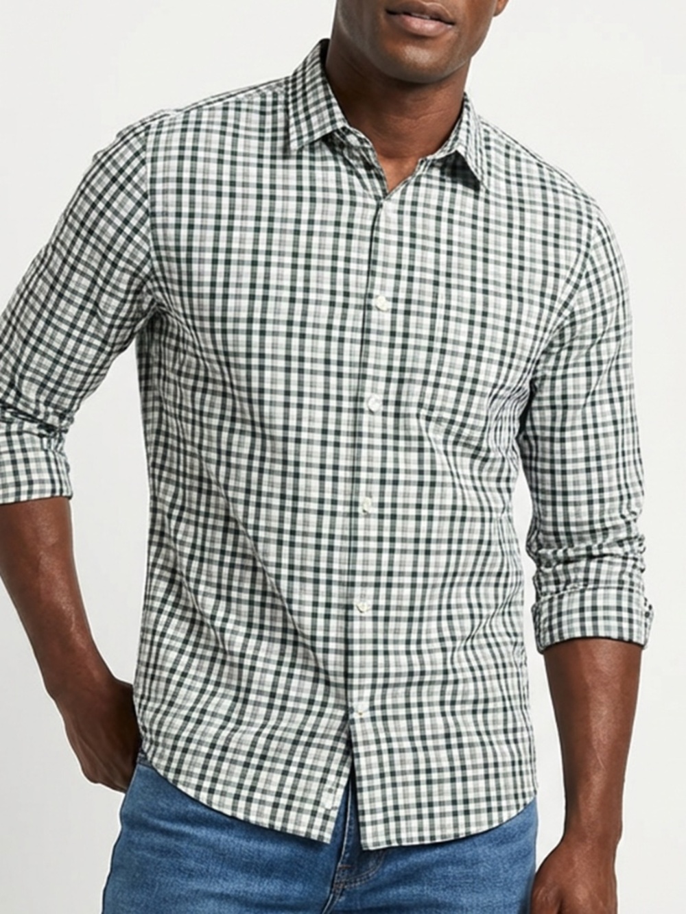 Banana Republic Non Iron Slim Fit Men's Size XL Check Long Sleeve Casual Shirt